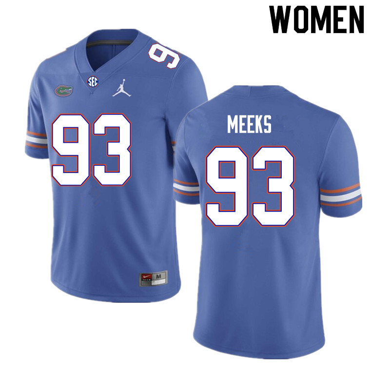 Women #93 Dylan Meeks Florida Gators College Football Jerseys Sale-Royal
